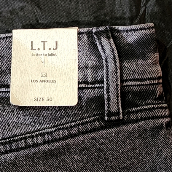 LTJ Letter to Juliet Black Washed Jeans Size 30 Raw Hem Colorblock Ankle Denim - Picture 10 of 11